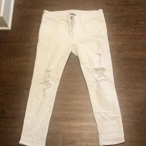 AEO White Ripped Denim Jegging Crop - Size 8